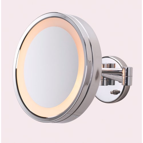 Jerdon® Halo Light® Wall Mirror, 3x Magnification, 9.75" Diameter, Chrome Finish